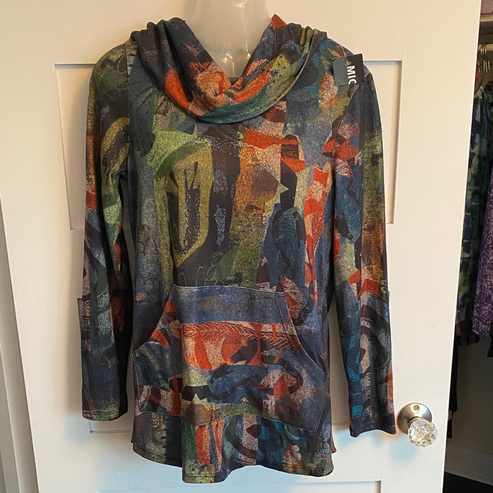 Michael Tyler NEW Cowl Neck Hooded Top Hoodie Canada Made Kangaroo Pocket S